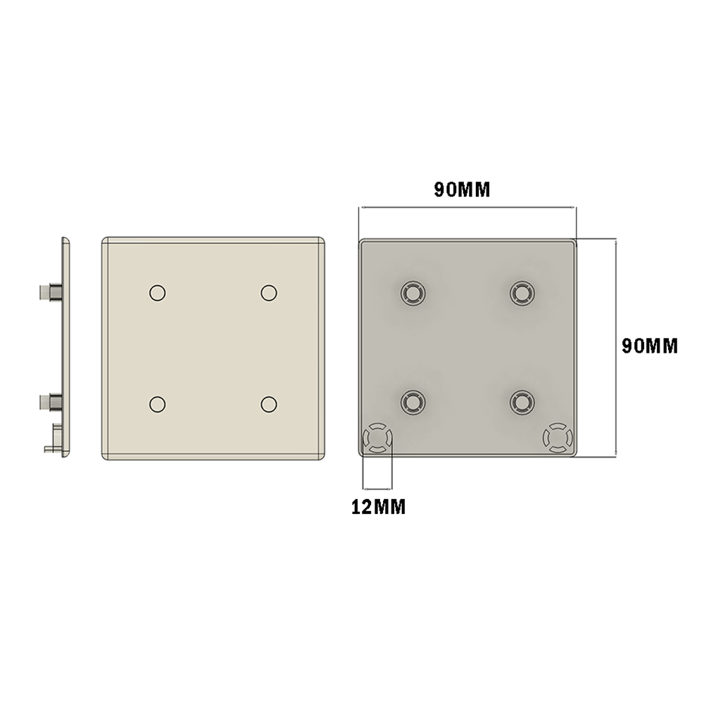 60-030-2 MODULAR SOLUTIONS POLYAMIDE PART<br>END CAP 90MM X 90MM LIGHT GRAY